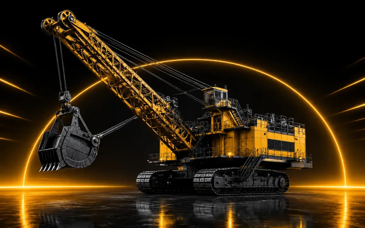 Dragline em operação de mineração de superfície
